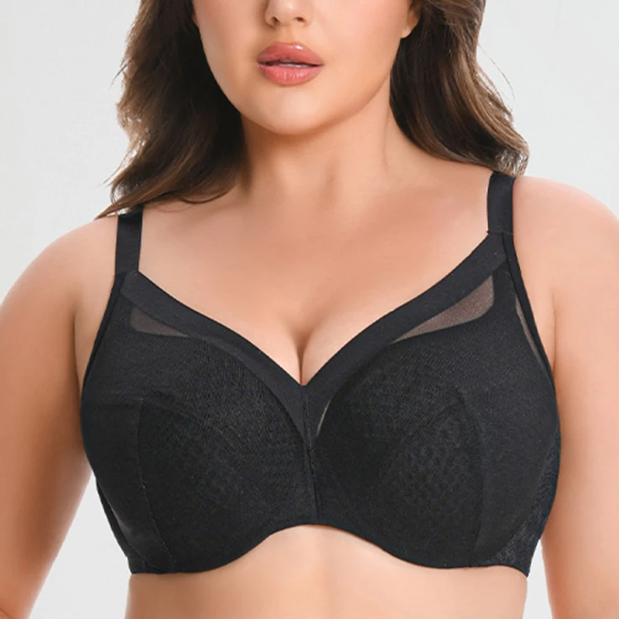 

Sexy Women's Lace Minimizer Bra Non-Padded Underwire Female Full Cup Plus Size Adjustable Lingerie 34 36 38 40 42 C D E F G H