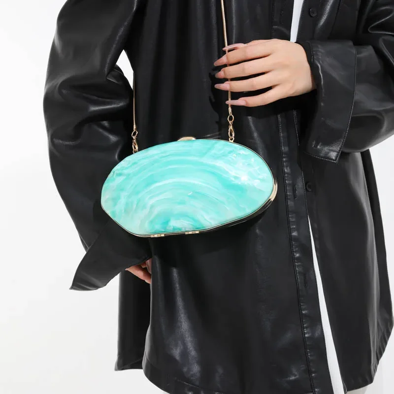 

Marble Patterned Box Bag, Acrylic Shell Bag, Women's Handbag, Crossbody, Banquet Goose Egg Bag, Fashion