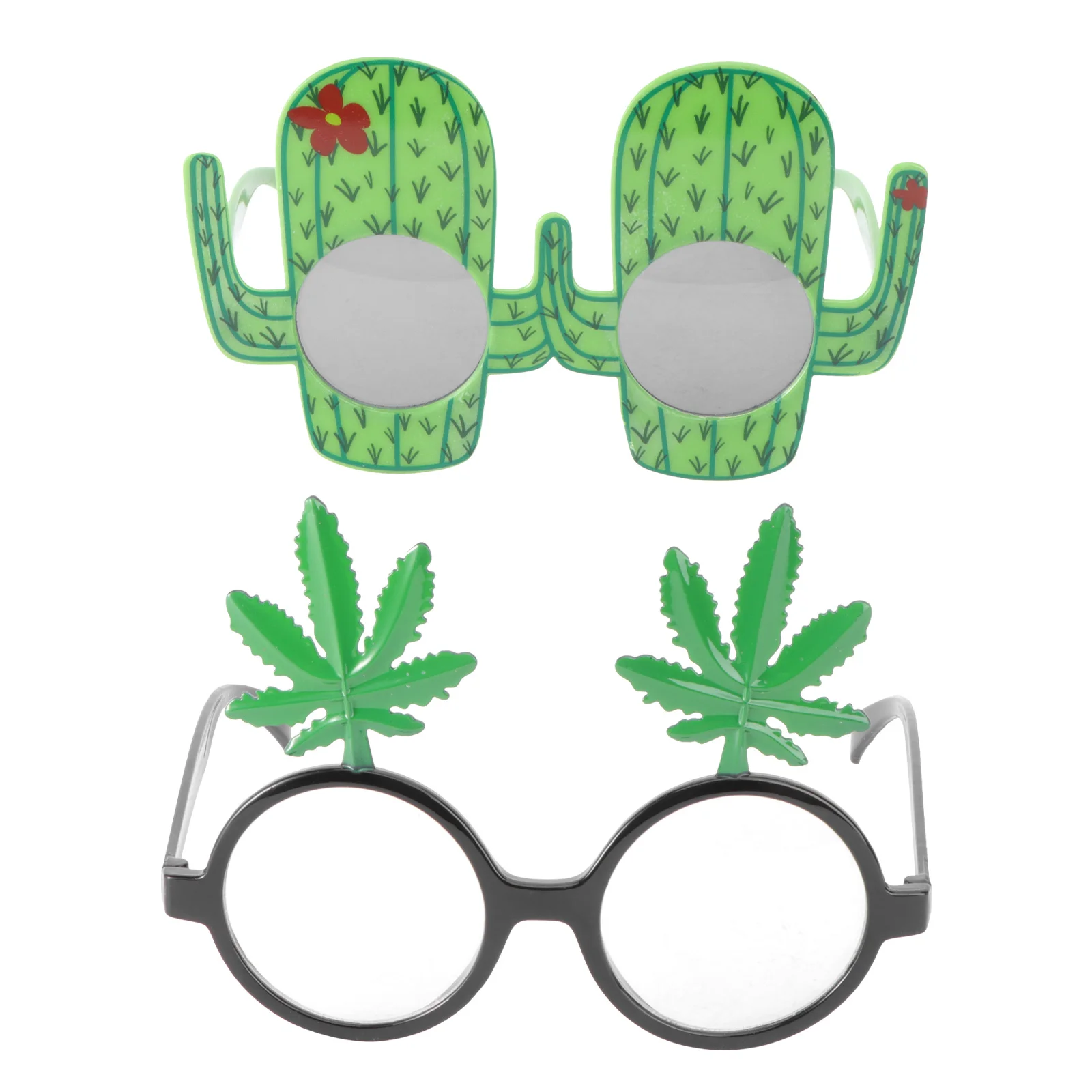 

2Pcs Party Photo Booth Glasses Maple Cactus Shapes Colorful Fun Birthday Photo Props for Wedding Travel Casual Party Celebration