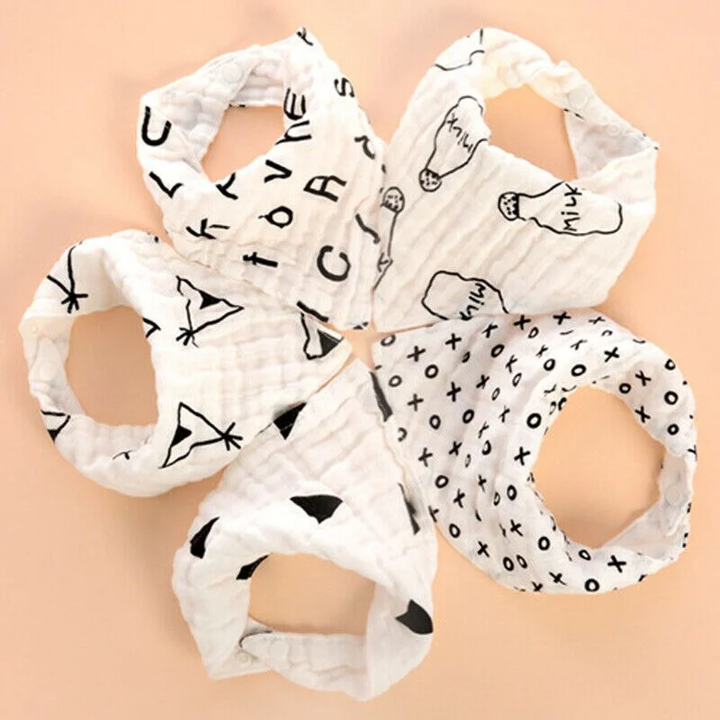 Newborn Cotton Baby Bibs 4 Layers Girls Boys Triangle Feeding Burp Cloth Collar Scarf Boys Scarf  Cotton Collar Bibs