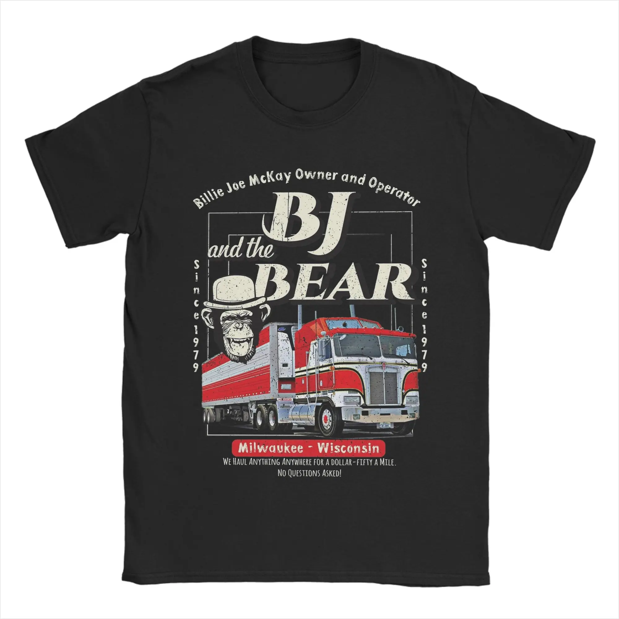 

Men's T-Shirt BJ and The Bear Trucking Company Pure Cotton Tee Shirt Short Sleeve T Shirts Round Collar Clothes New Arrival