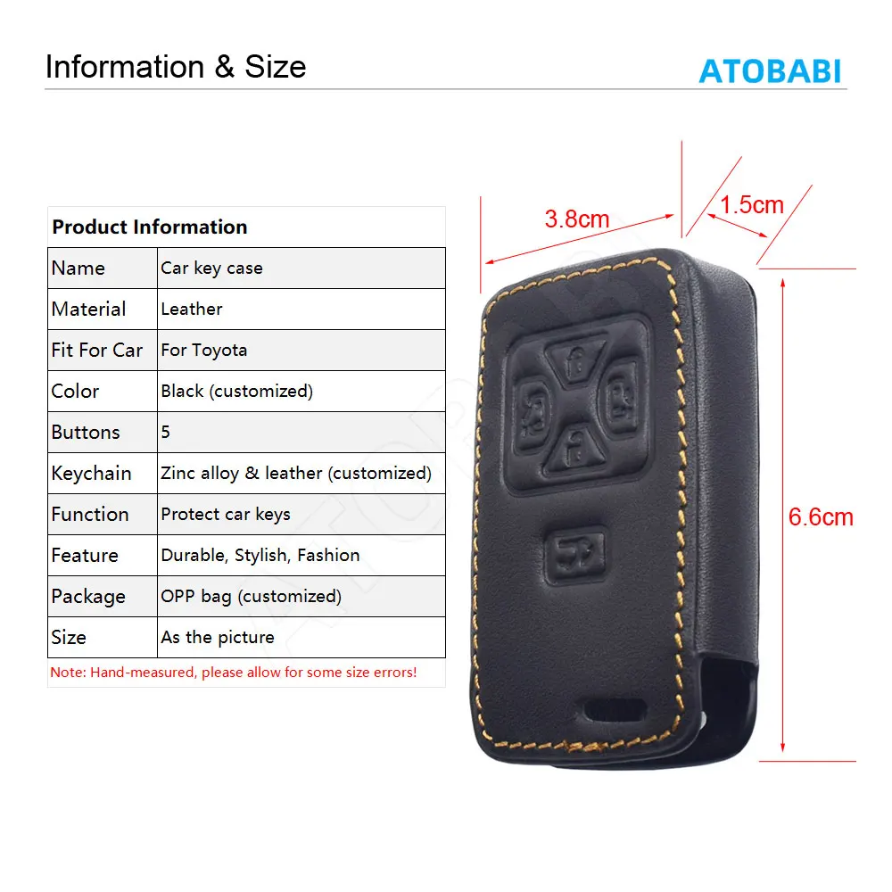 Leather Car Key Cover For Toyota Estima Alphard Vellfire Previa 2010-2015 5 Buttons Keychain Smart Remote Fob Protector Case