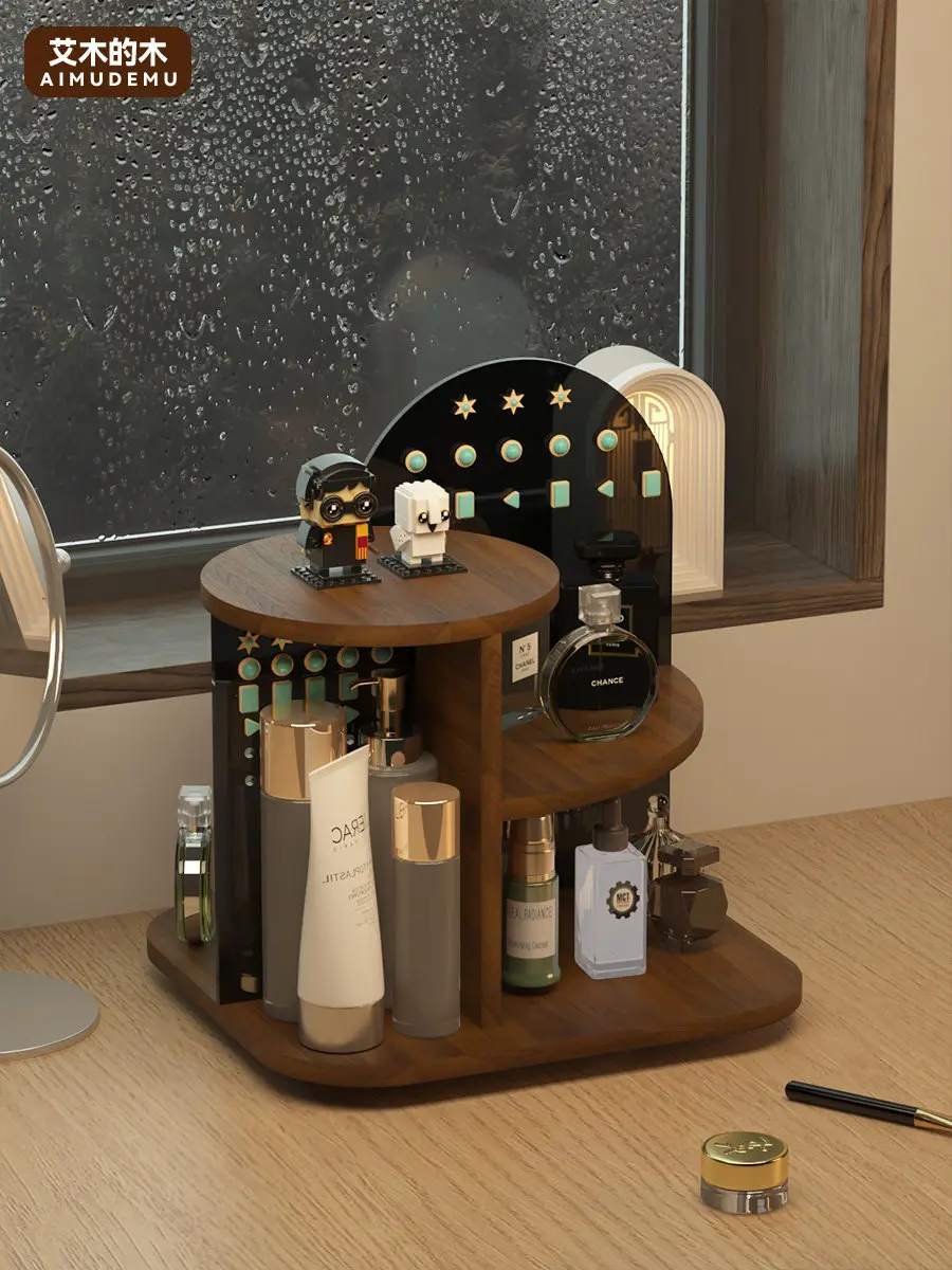 

Rotating cosmetic organizer - premium acrylic skincare & makeup storage rack