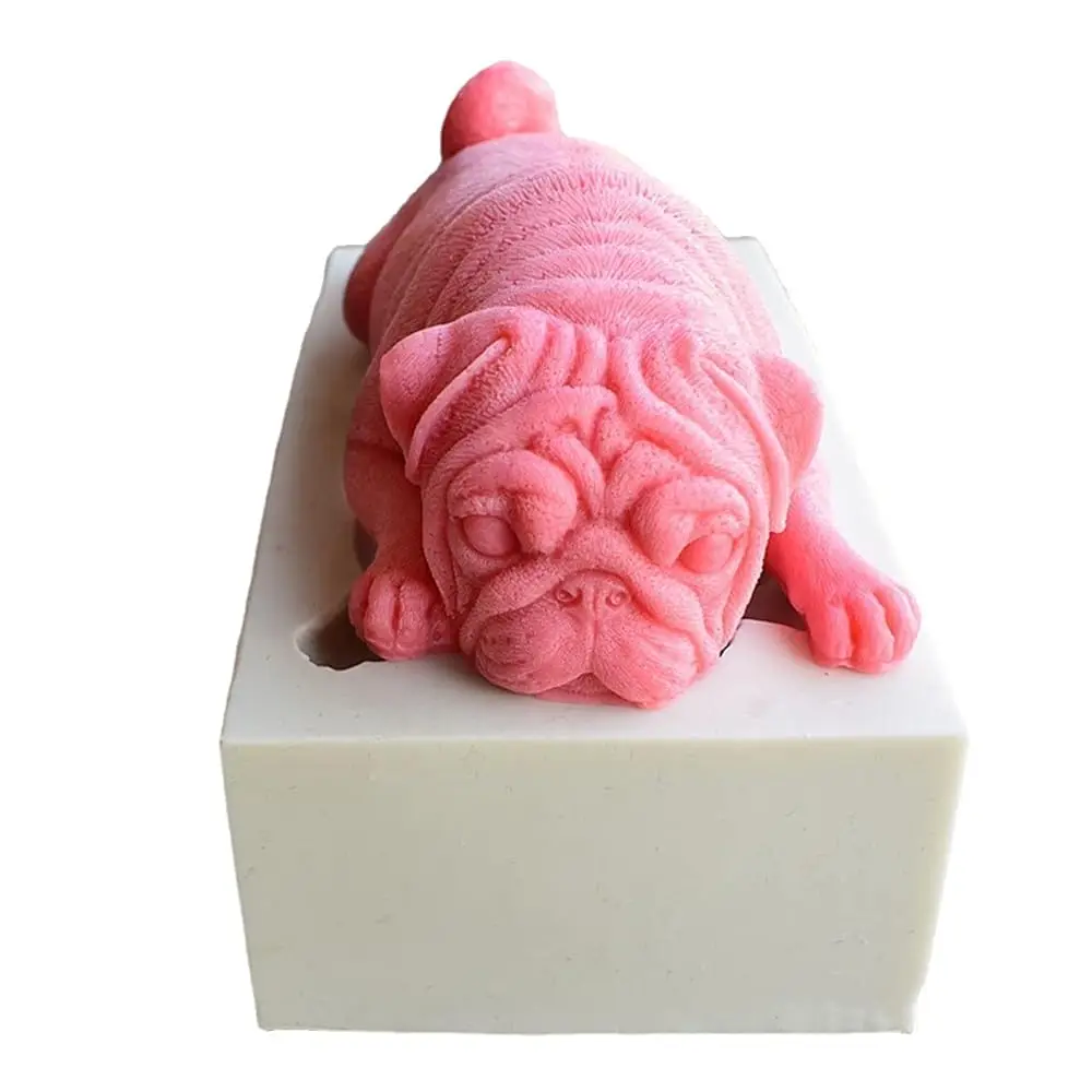 

Plus 3D Sha pi Dog Silicone Mold Candle Molds Cute Puppy Soap Molds Chocolate Dog Cake Moulds(Grey/Pink)