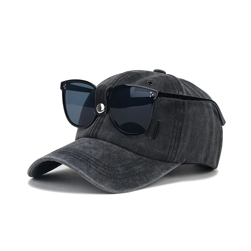 

Water Washed Baseball Cap With Glasses For Women And Men Cat Ears Pilot Snapback Caps Gorras Outdoor Sunshade Sun Hats