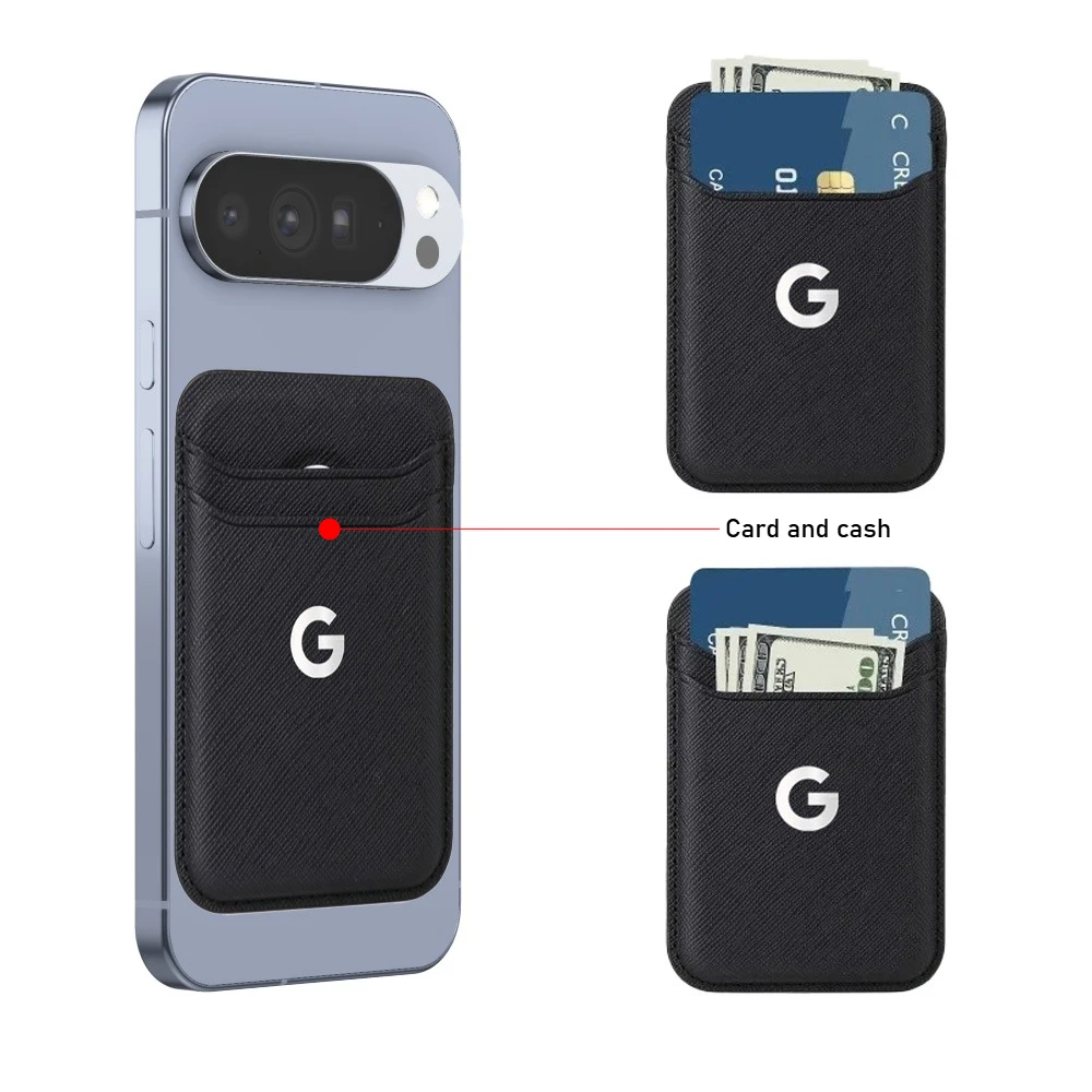 Strong Magnetic For Magsafe Card Holder Wallet For Google Pixel 10 IPhone 17 Case Carbon Fiber Saffiano Leather Card Dual Slots