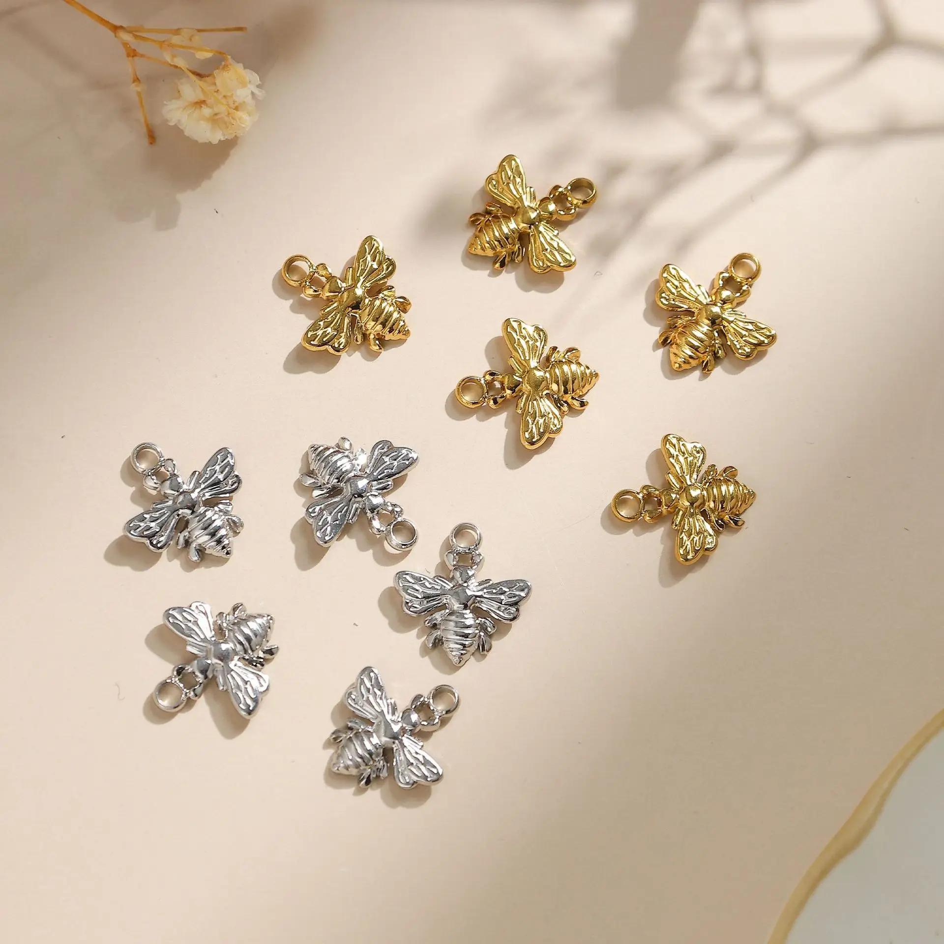 

10pcs Handmade Stainless Steel Jewelry Pendant Charms Golden Color Necklace Earrings Pendant Conenctors Diy Jewelry Making