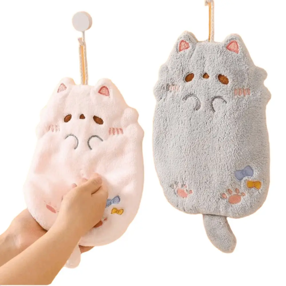 

High Quality Cartoon Hanging towels Absorbent Leopard Cat Wipe Hands Towel Kitchen Cleaning Coral Velvet Wiping Cloth Kitchen