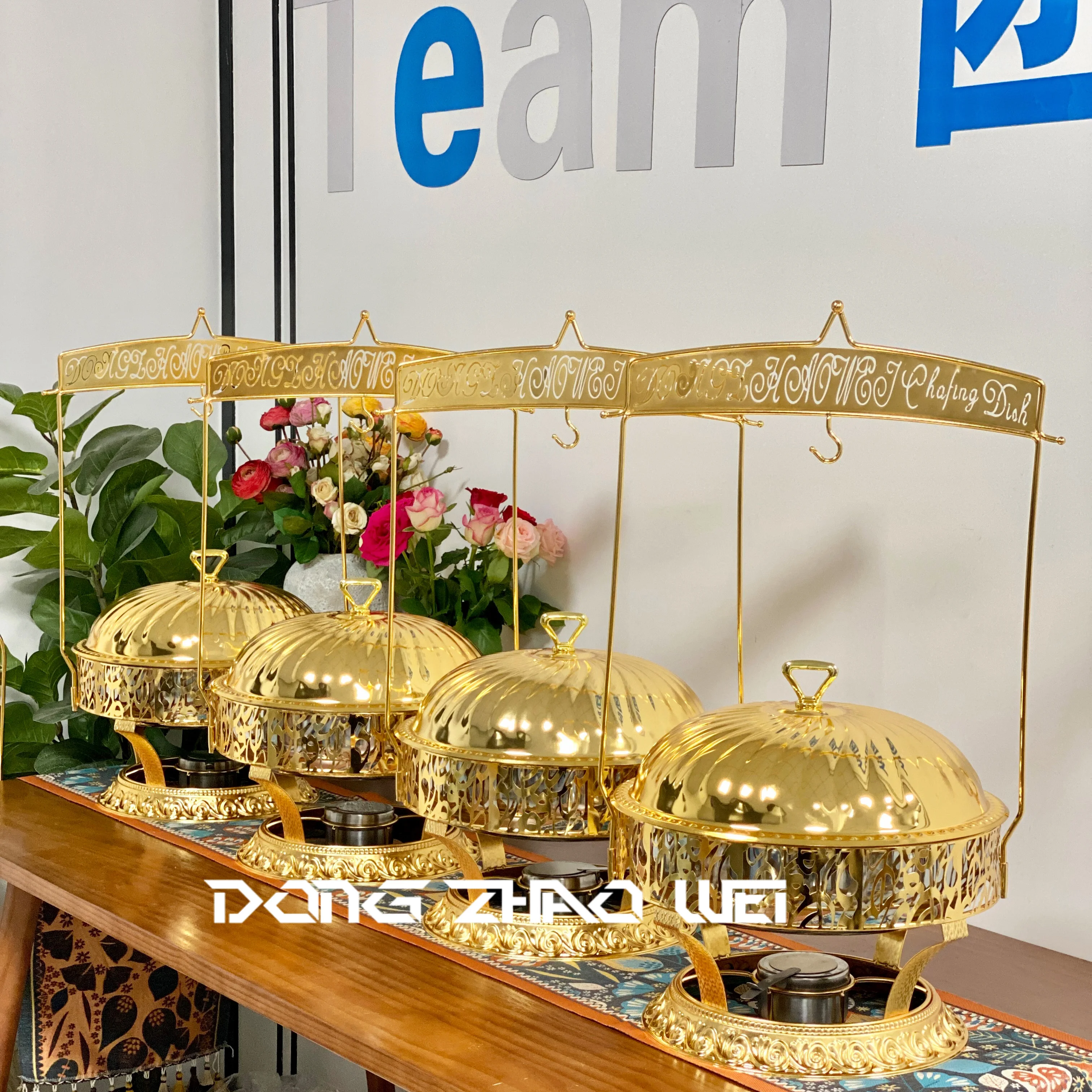 1PCS  Party Catering Supplies Buffet Stove Food Warmer Set Luxury Hanging Lid 8LGold Chafing Dish Buffet Set for Restaurant - view 3