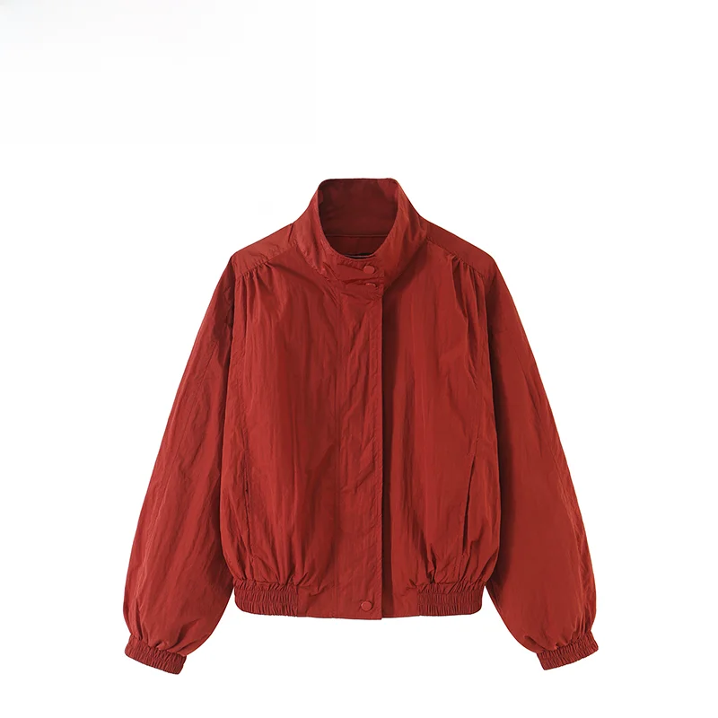 Fashionable Pilot Jacket Coat Women's Stand Collar Outerwear Polyester Standard Fit Long Sleeve Regular Length Autumn New Arr...