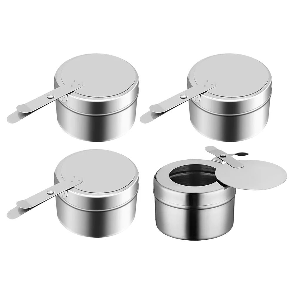 Set Of 4 Stainless Steel Fuel Paste Containers For Camping & Buffet Use 15.5x9x6cm Fuel Paste Containers Kitchen Tools