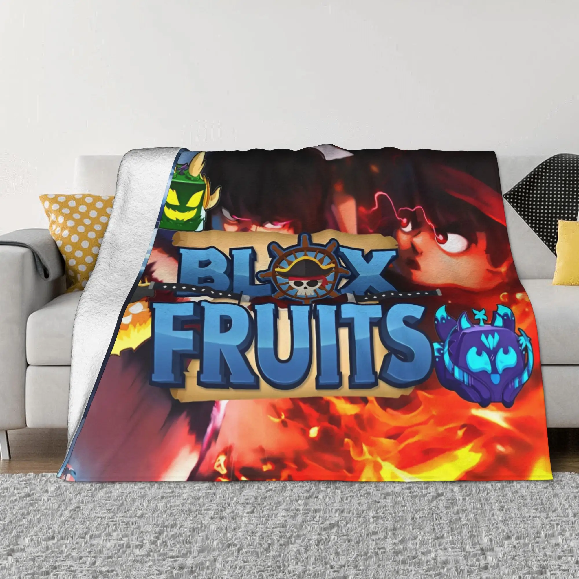 

Одеяла Blox Fruits для игр, фланелевые весенне-осенние многофункциональные ультрамягкие одеяла Robloxx для дома, дорожное одеяло