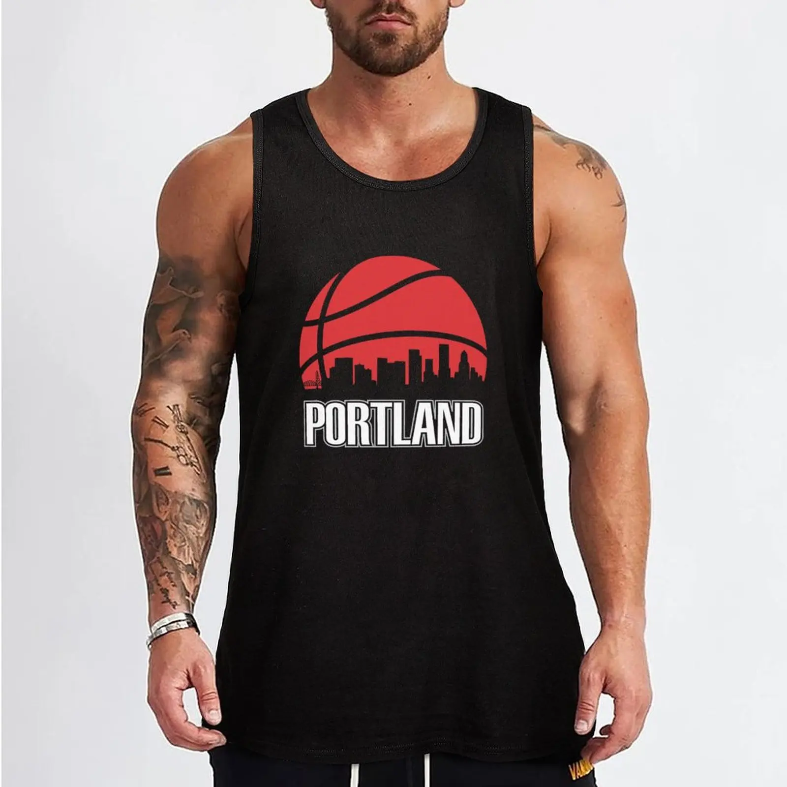 Retro trail blazers Basketball Portland city skyline Tank Top vests for men man vest Men sleeveless tee