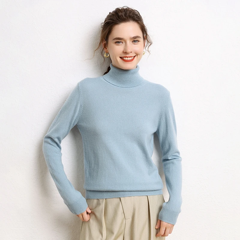 ZOCEPT 100 Cashmere Turtleneck Sweater for Women Winter Casual Warm Knitted Pullover Sweater Korean Simple Ladies Tops Jumper
