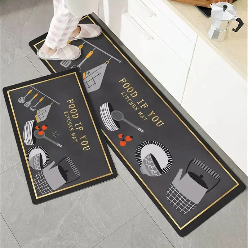 VIKAMA Kitchen Utensils Fruit Coffee Carpet Entrance Non slip Washable Floor Mat Letter Printed Floor Mat Home Decoration