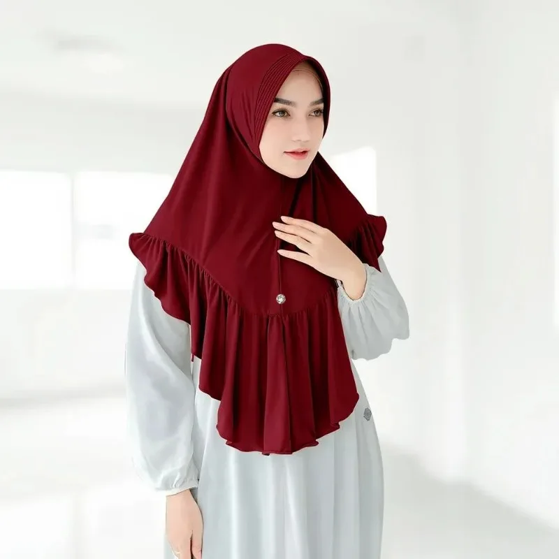 

Malay Women's Solid Color Spliced Middle East Headscarf Set Headscarf