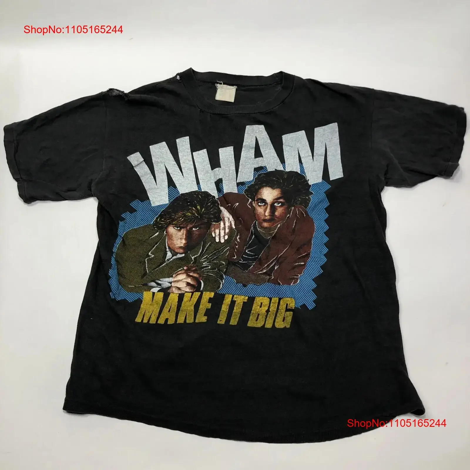 Vintage 80s WHAM Make It Big T Shirt Distressed Thin Vtg Rare George Michael vintage Washed Slightly graphic Casual Unisex Soft