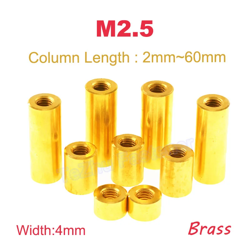 

5/10pcs M2.5 Round Brass Standoff Spacer Stud Spacing Screw Thumb Nut Female Thread Double Pass Hollow Pillars PCB Length 2~60mm