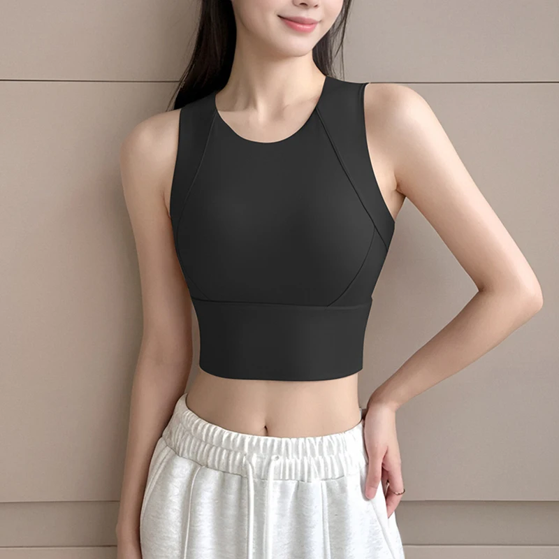 Women's High Strength Yoga Bra Fixed Chest Pad Anti-Sagging Breathable Comfort Leisure Outdoor Exercise Pilates Run Sports Vest