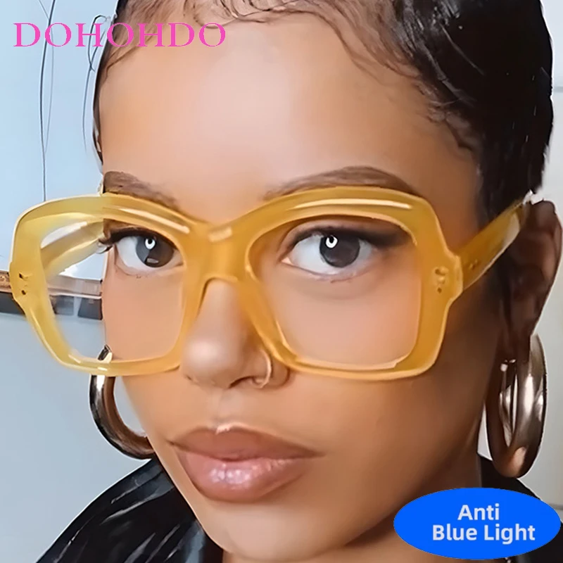 

Vintage Oversized Square Anti-Blue Light Glasses Women Men Luxury Brand Designer Computer Optical Eyewear For Office Work Очки