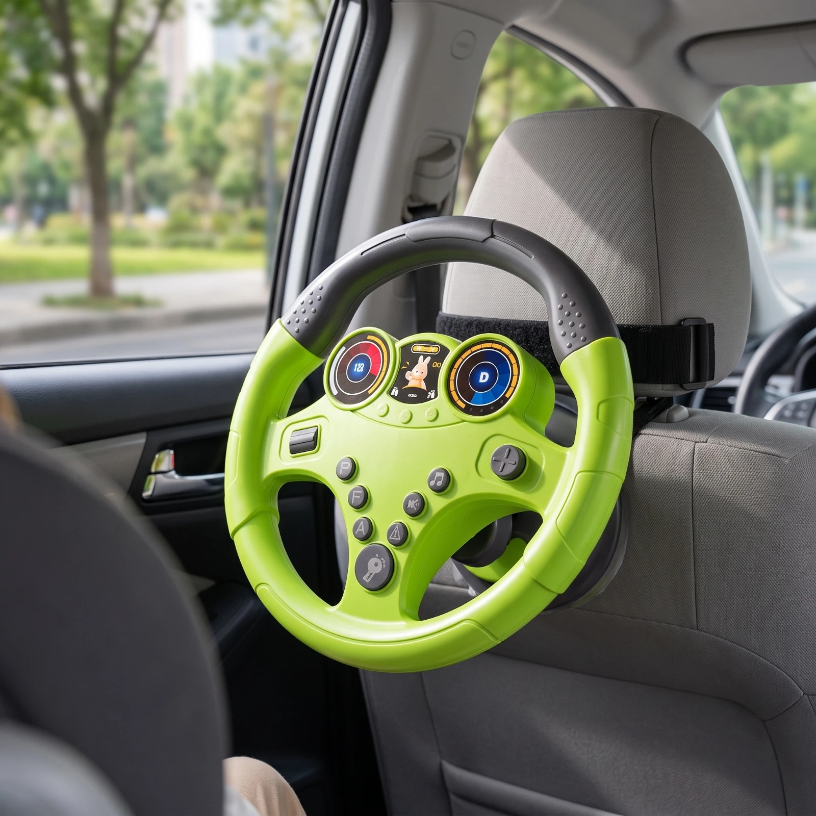Steering Wheel Toy with Straps Simulated Steering Wheel Toy with Base Portable Safe for Toddlers, Car Travel, Stroller view 5