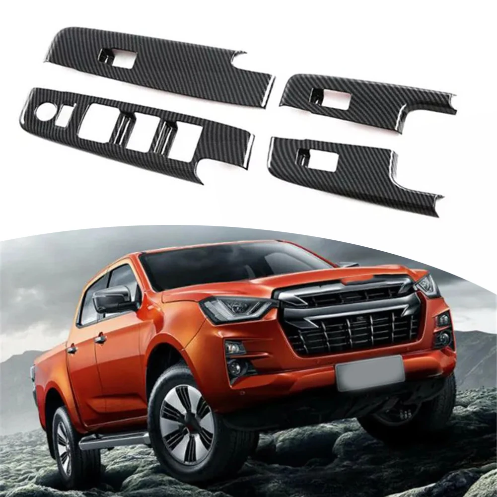 Upgrade Your Vehicle Carbon Fiber Window Lift Switch Panel Trim for Isuzu DMax Dmax 2023 2024 Models with Easy Adhesive Setup