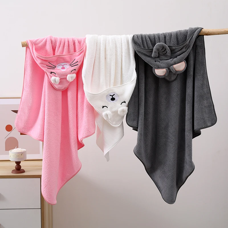 Children's Towel Cloak Quick-Drying Coral Velvet Robe Cartoon Cape Baby Darling Hooded image 4