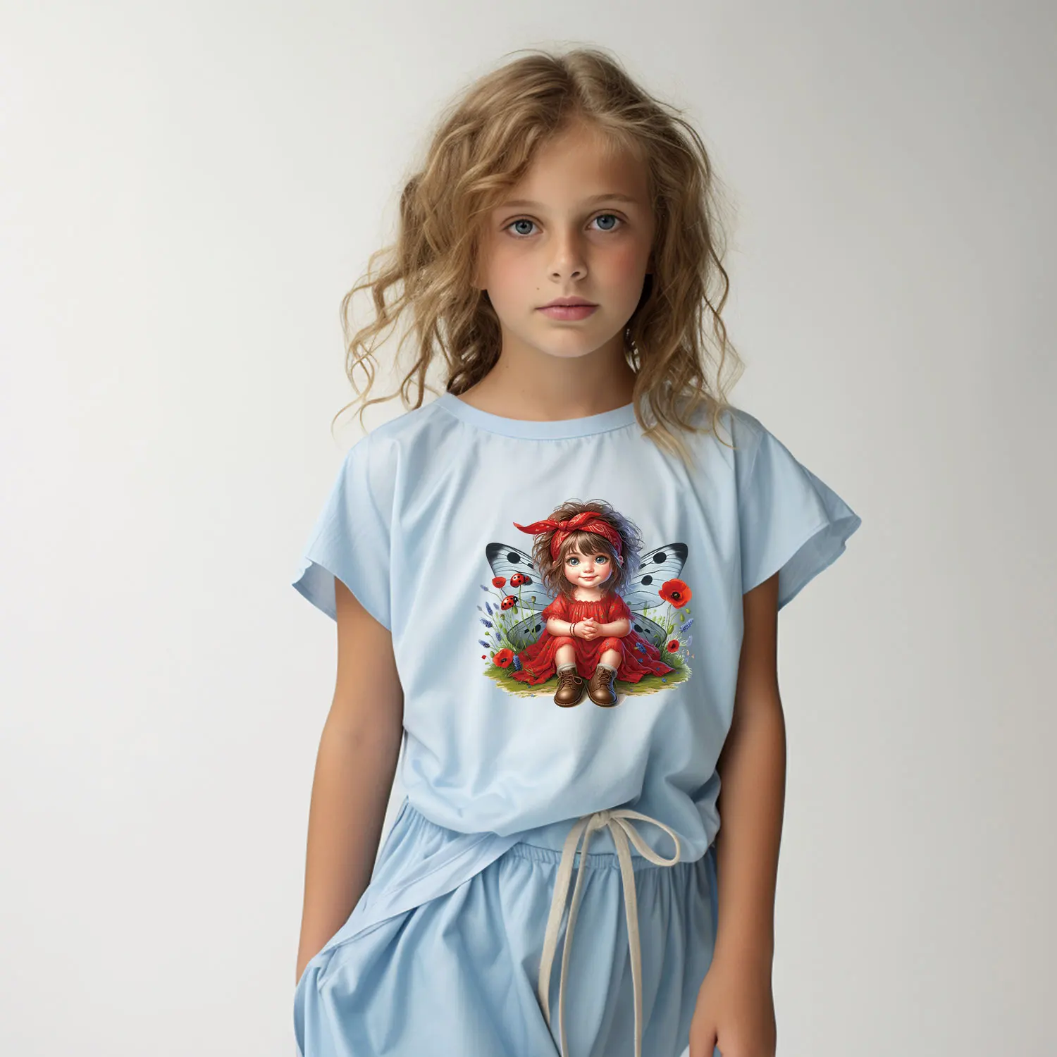 Cute Fairy Girl Decal Whimsical Garden Illustration Fairy Tale Themed Sticker Iron on Picture on Clothes DIY Decoration