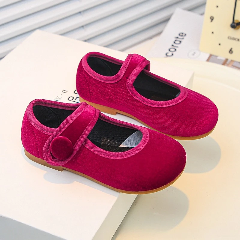 2025 خريف جديد أطفال أحذية موضة بنات الأميرة حذاء من الجلد بسيط متعدد الاستخدامات الطفل مستديرة رئيس شقة المضادة للانزلاق فتاة حذاء كاجوال