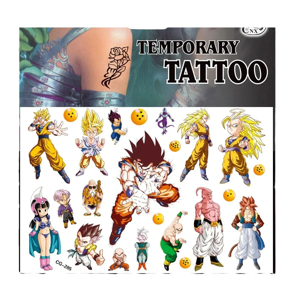 Dragon Ball Tattoo Stickers Anime Periphery Son Goku Vegeta Water Transfer Sticker Children Cartoon Decals Decor Birthday Gifts