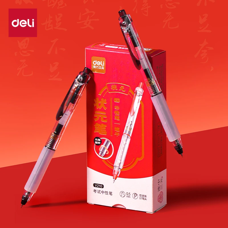 

Набор гелевых ручек Deli, 12 шт., 0,5 мм, черные быстросохнущие чернила, для школы, офиса, экзаменов, подарок, ручка для подписи