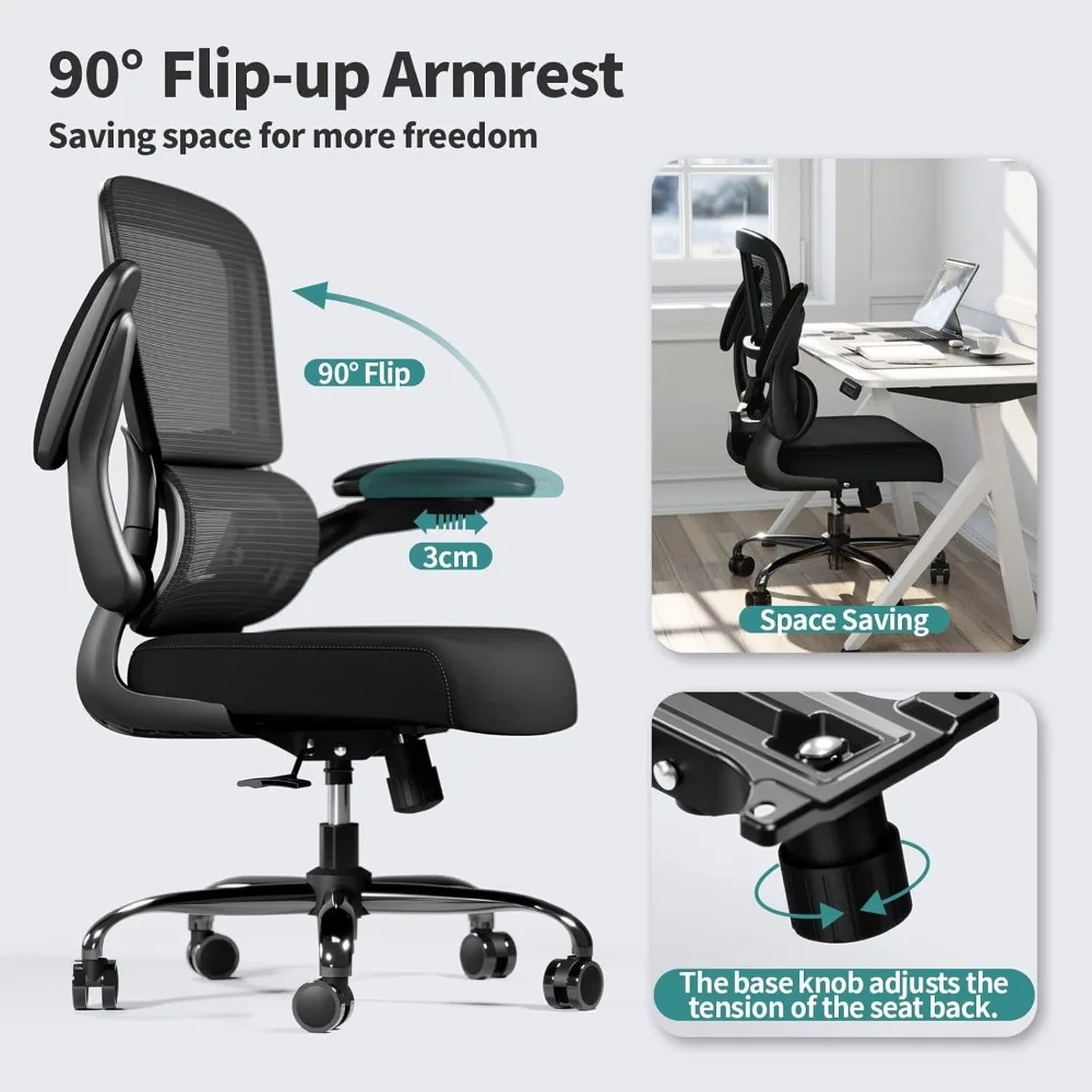 Office Chair-Ergonomic with Adjustable Lumbar Support,Mesh Computer Chair,Executive Chair for Home Office Comfortable Lumbar