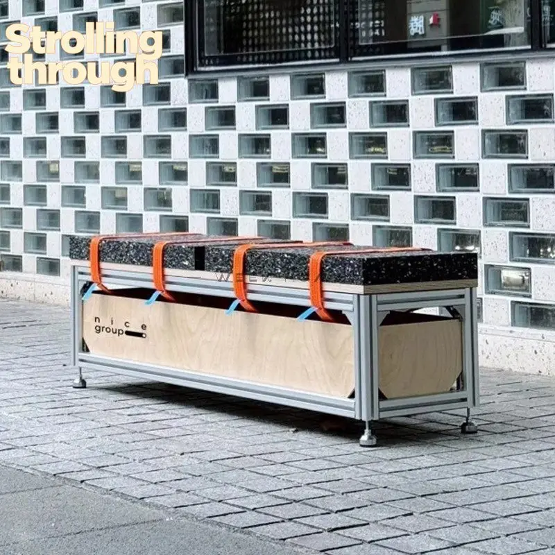 

Outdoor Garden Bench Storage Card Seat Commercial Leisure Sponge Bench Aluminum Profile Ocean Panel Double Sofa Bench