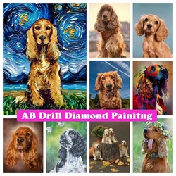Pet Dog British Cocker Spaniel 5D DIY AB Drills Diamond Painting Cross Stitch Cute Animals Mosaic Rhinestone Hobby Home Decor