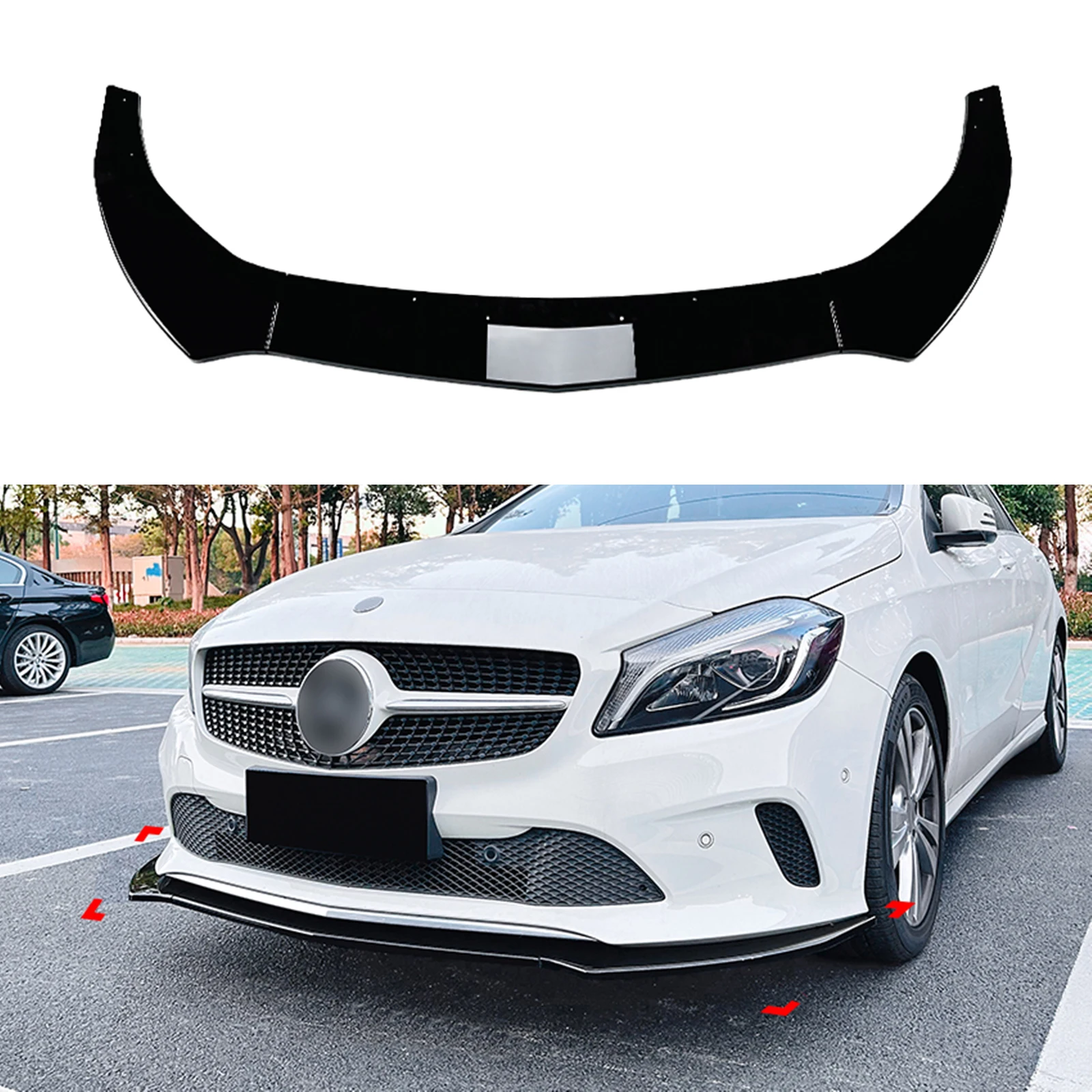 

Car Front Bumper Spoiler Lip Lower Splitter Blade Plate Trim For Mercedes Benz A Class W176 2016-2018 Standard Version