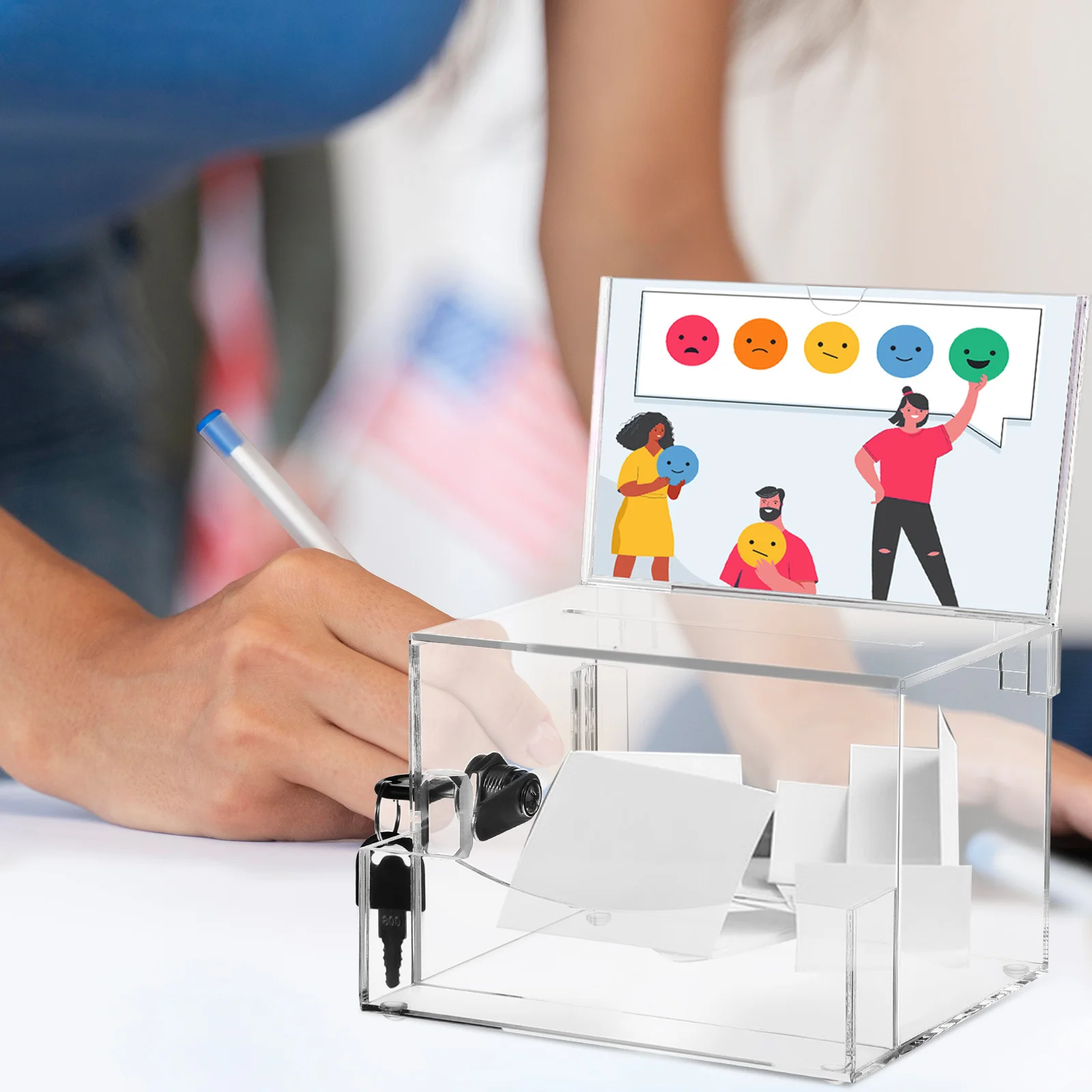 

Acrylic Large Capacity Transparent Ballot Box Lockable Suggestion Charity Donation Clear Fundraising Public Voting Raffle Box