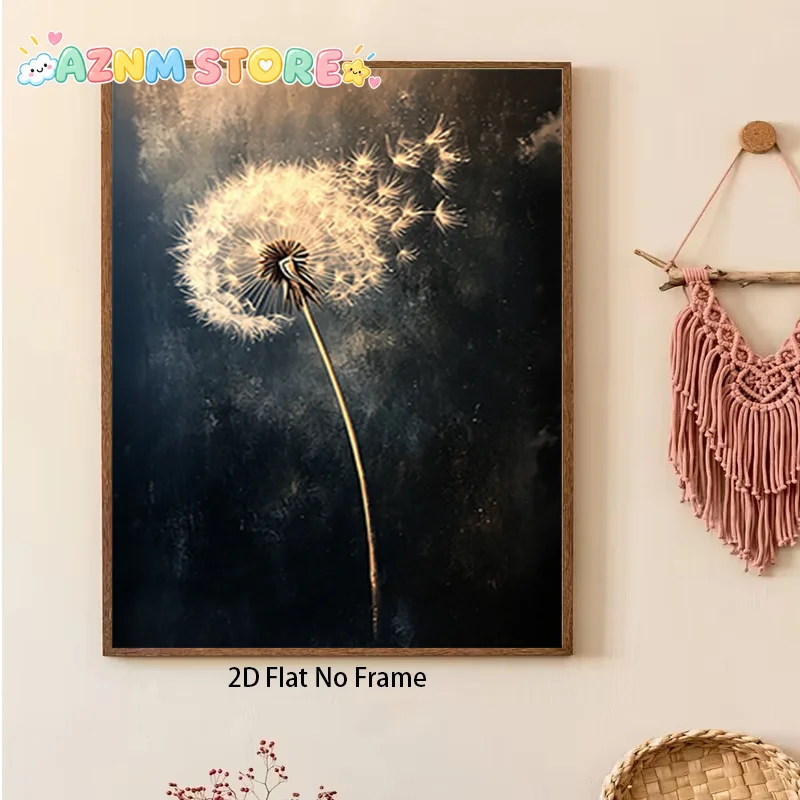 2027 1 unidad Pintura decorativa sin marco de diente de león, estilo nórdico para sala de estar, entrada, dormitorio, pared de fondo, colgante, se puede