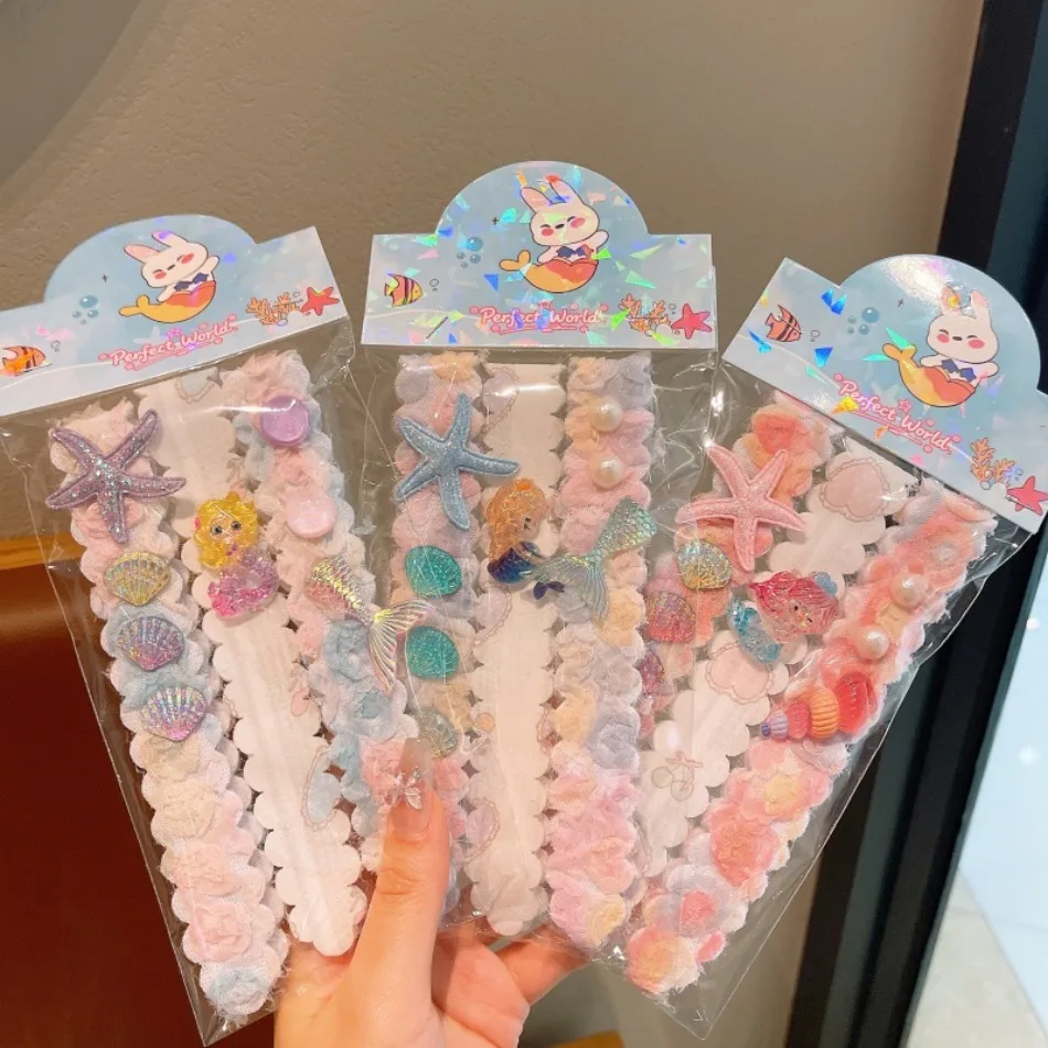 

Girls Squins Mermaid Cartoon Velcro Cute Ocean Theme Headband Baby Bangs Sticker Broken Hair Artifact Girl Headband Hair ZX07