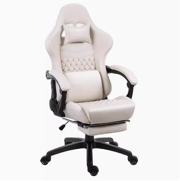 

-Ergonomic High Back Game Chair Adjustable Footstool Modern Design Factory Direct Polyurethane Leather PVC Material Home Office