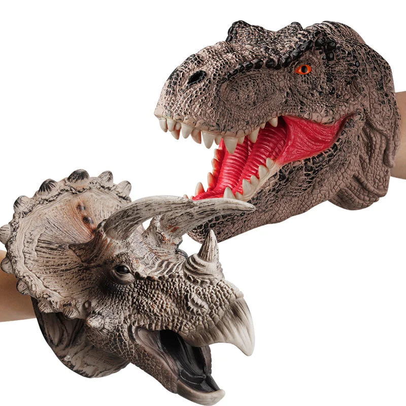 Marioneta de mano de dinosaurio para niños, cabeza de Animal de Vinilo Suave de goma, juguetes de figuras, guantes, modelo, regalo para niños