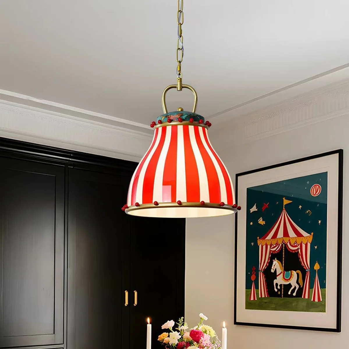 Nordic Retro Circus Glass Pendant Light Creative Art Ceiling Hanging Lamp Indoor Decor Lighting for Kids Bedroom Dining Shop