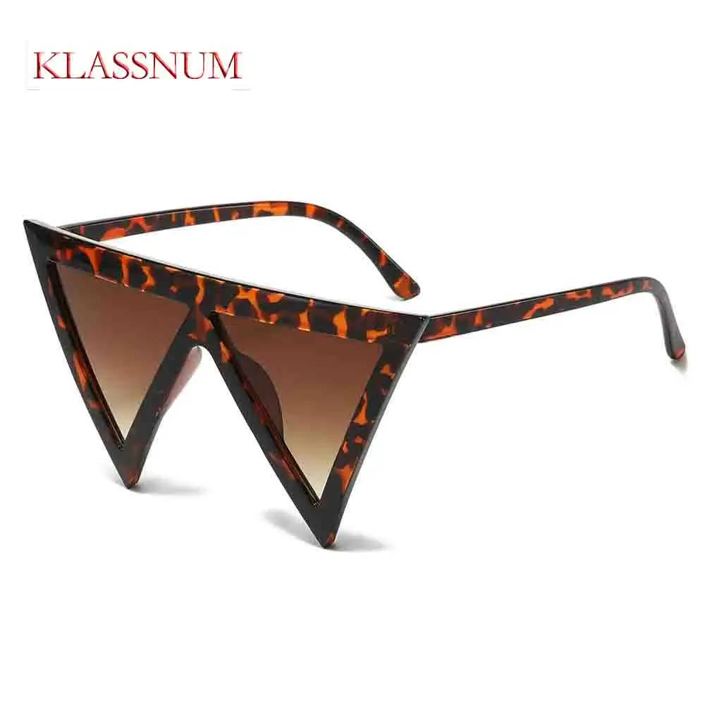 KLASSNUM Neuartige Dreieck-Sonnenbrille für Damen, übertriebene, lustige geometrische Sonnenbrille, dicker Rahmen, rosa, Party-Kostüm-Brille
