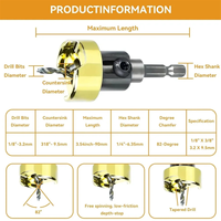【Flash&Deal!】{82 Degree Woodworking Countersink Drill Bits Carbide Tipped with Adjustable Depth Stop No Thrust Ball Bearing