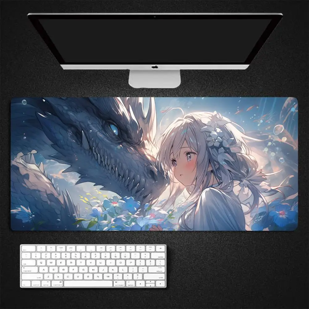

Anime Dragon And Girl Mouse Pad Gaming Mousepad Large 900x400X2mm MouseMat Gamer Mause Carpet PC Desk