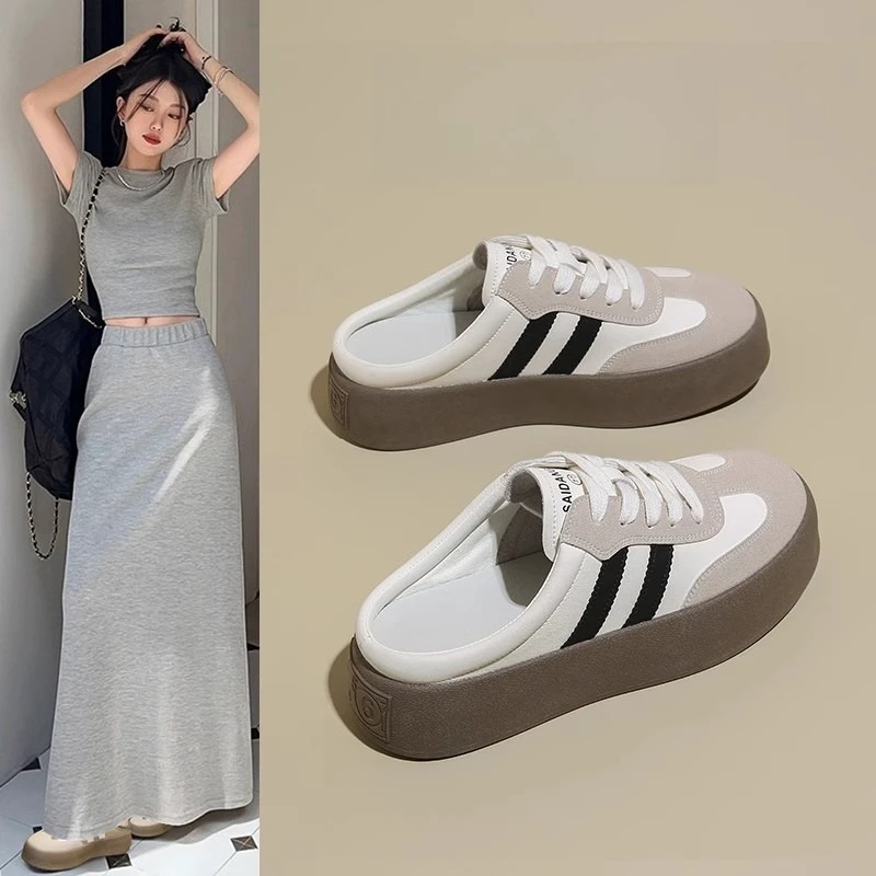 NEW Fashion Women's Training Slippers Cover Toe Round Head Color Matching Women Shoes Leisure Shallow Mouth Zapatillas De Mujer