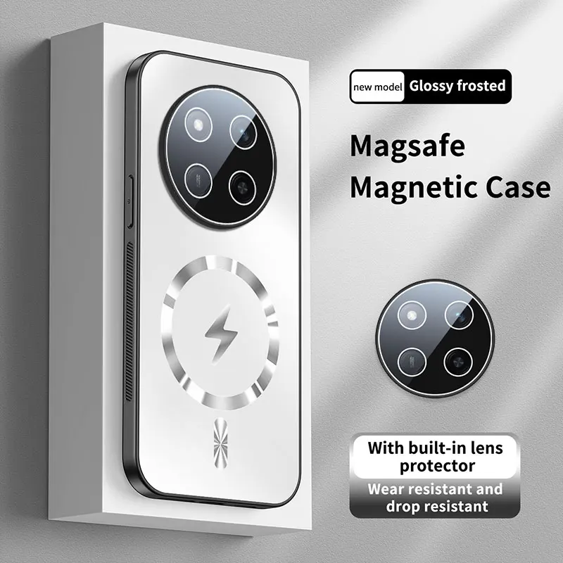 

For Honor Magic 7 Lite X9C Magnetic Case Camera Lens Film Protection for Magsafe Wireless Charging Matte Frosted Back Cover