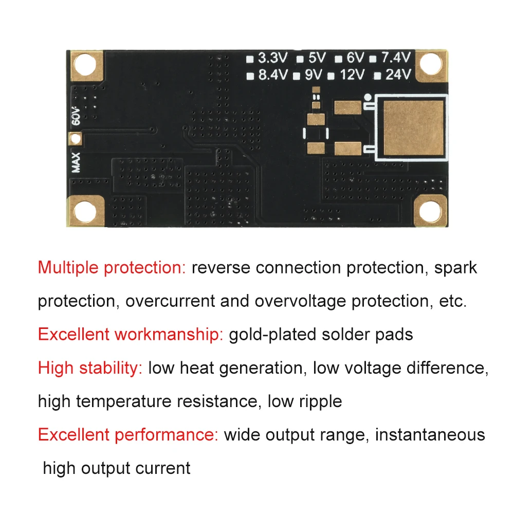 DC-DC PCB 스텝다운 모듈 DC 6.5V-60V ~ 5V/12V DC 스텝다운 전원 모듈 고전력 5A 벅 컨버터 전원 공급 장치