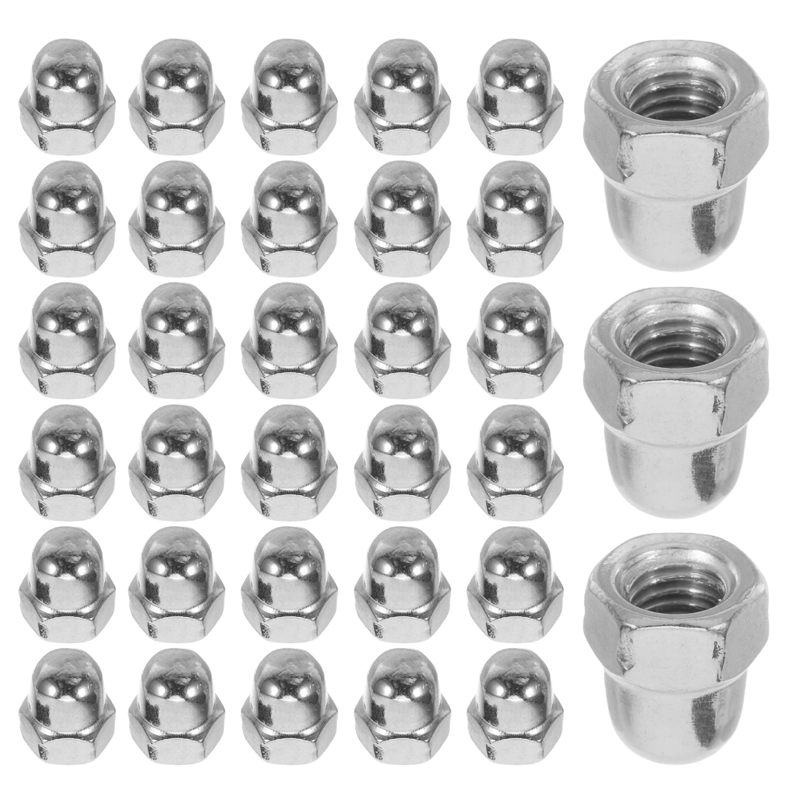 

60pcs Stainless Steel Acorn Nuts Cap One Body Hexagon Fence Post Cover Protective Silver Hardware Set Screw Nut Bolt