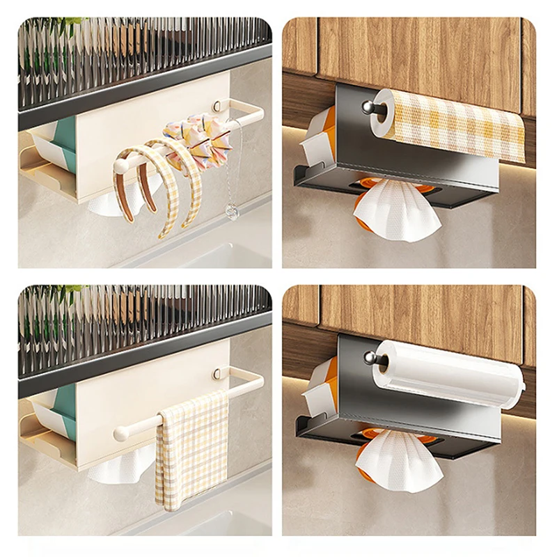 Kitchen , Paper Towel Rack, Wet Wipes Shelf, Paper Towel Box, Roll Paper Holder, Wall Cabinet, Inverted Type view 4