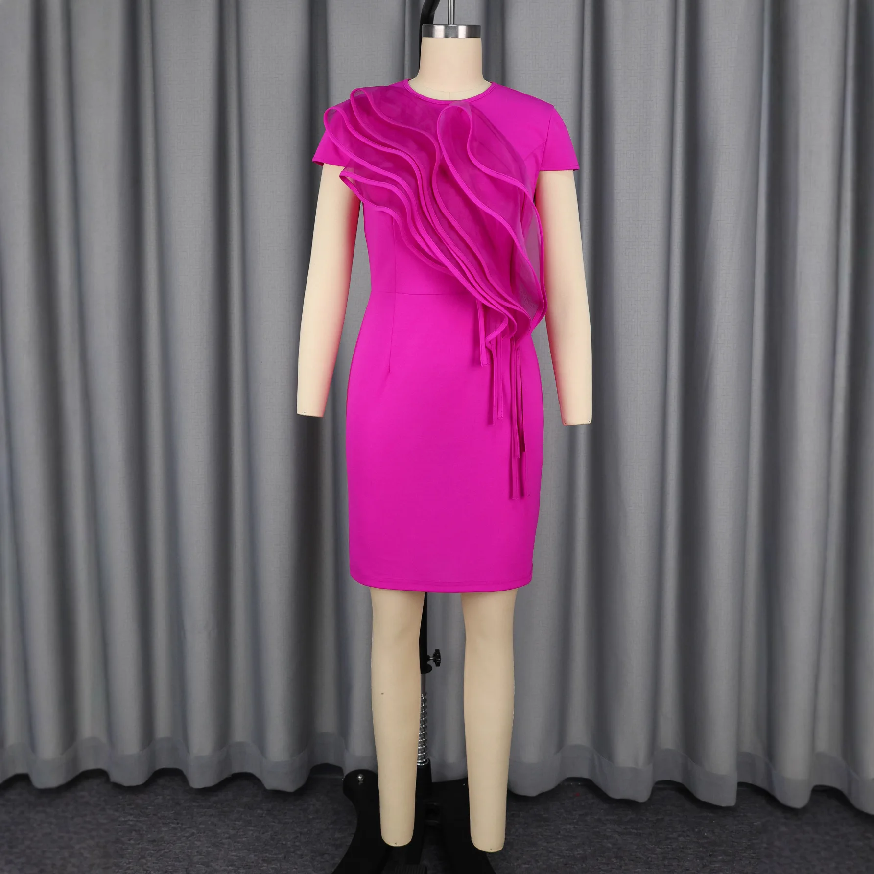 

Dashiki African Dresses for Women Elegant African Autumn Short Sleeve Rose Red Party Evening Bodycon Mini Dress Africa Clothing